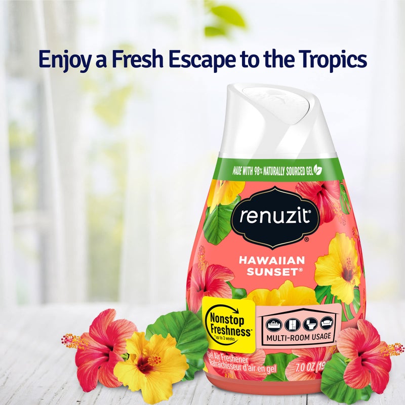 Renuzit Adjustable Solid Gel Air Freshener Cones, Hawaiian Sunset, Nonstop Freshness, 7 Oz, 12 Count - Image 2